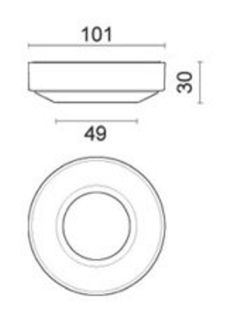 PF10 AP/PLAF LED LED 400LM 4.3W 3000K IP43 110° BLANC