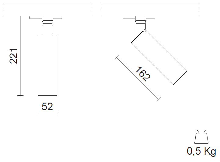 MINIPERFETTO RAIL3 LED 1450LM 12W 3000K 30° BLANC