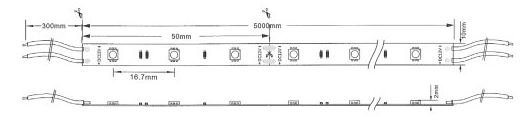 RUBAN 3528 5M 4.3W/M 12VDC 60LEDS/M 2700K IP65