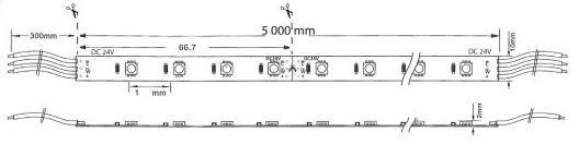 RUBAN 5050 5M 13W/M 24VDC 60LEDS BI-COL IP65