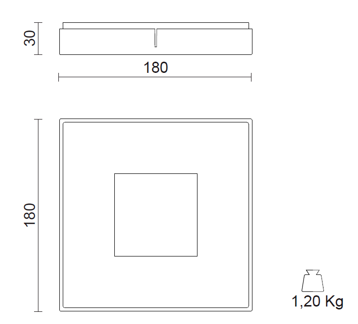 PN180 LED 1500LM 3000K 12W NOIR