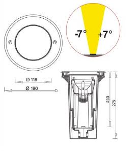 ACHILLE 190 LED 2500LM 3000K 18W 30°