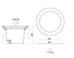 ACHILLE 450 LED 6800LM 3000K 51W 25° INOX