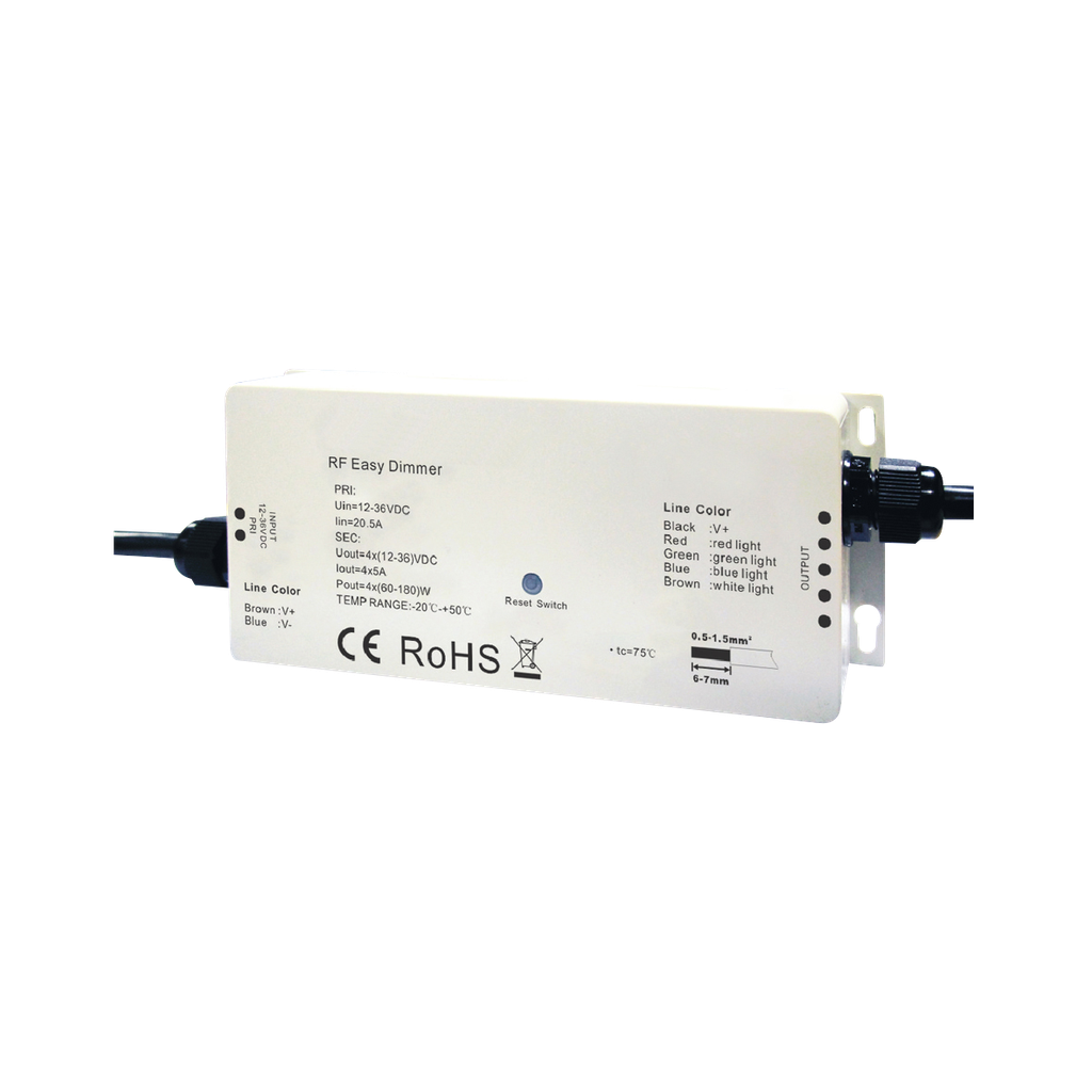RECEPTEUR 4 CANAUX 5A MAX 12V/24V - 240/480W IP67