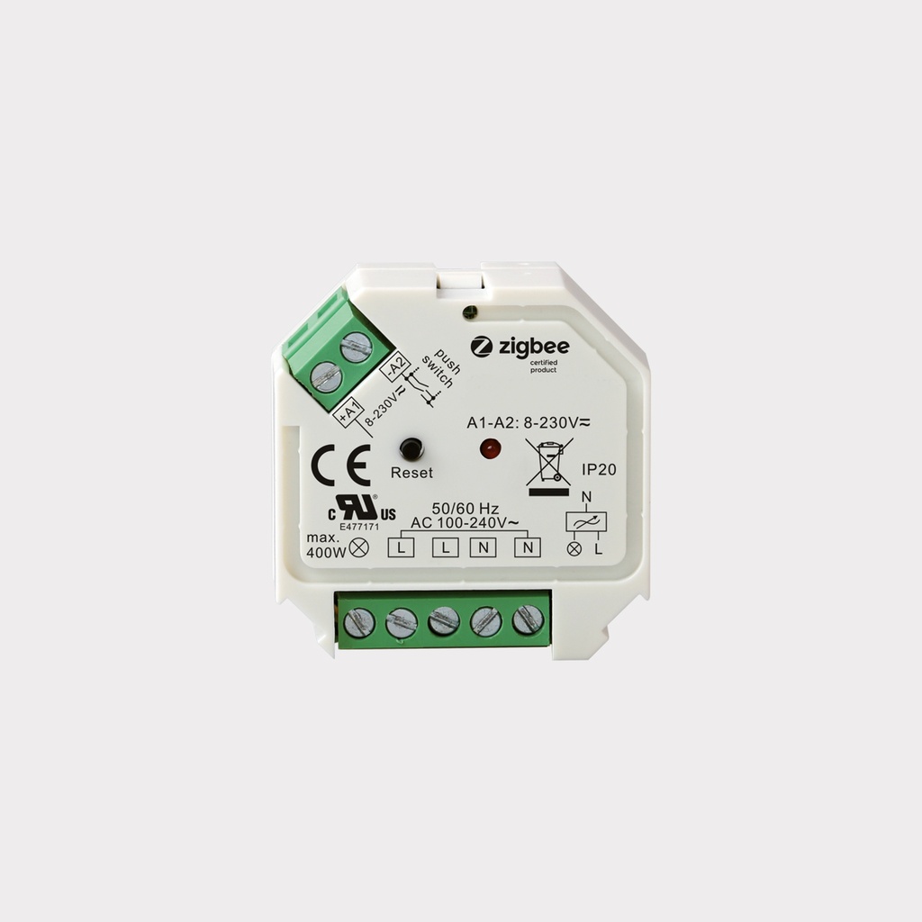 ZIGBEE RECEPTEUR AC230V 400W TRIAC + PUSH