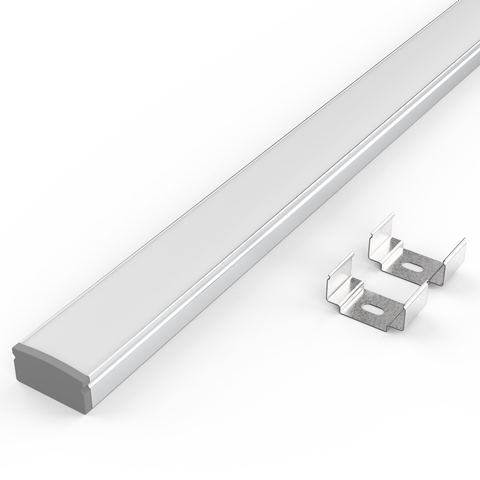 PROFIL COSTA PLAT 17.2x8 200CM ALU DIF/OPAL avec 4 clips & 2 embouts