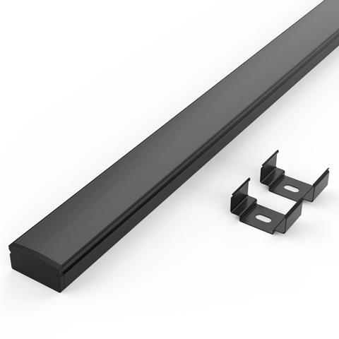 PROFIL COSTA PLAT 17.2x8 200CM NOIR DIF/NOIR avec 4 clips & 2 embouts